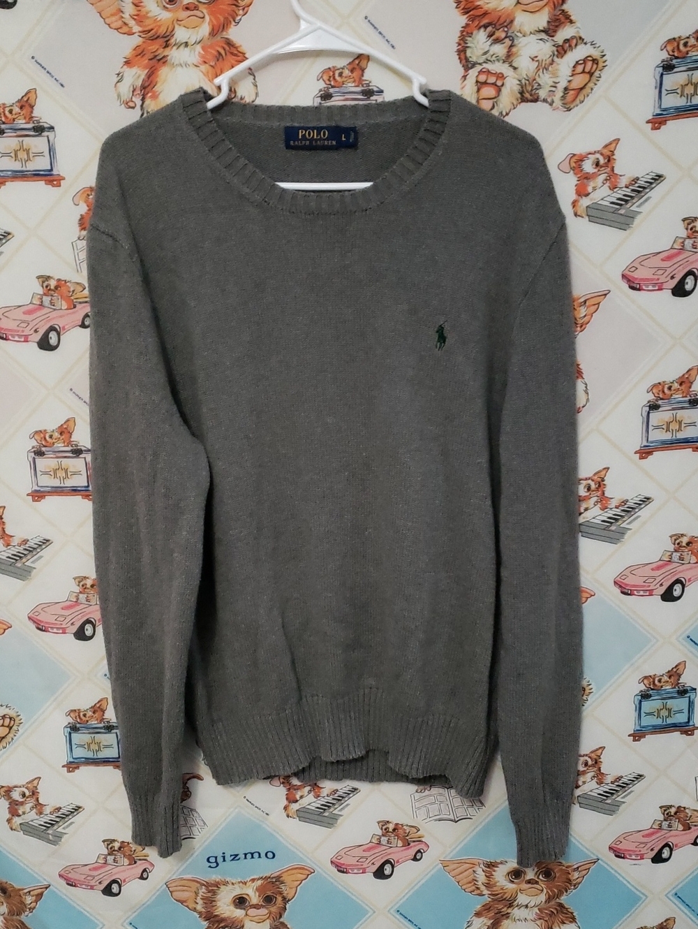 Polo by Ralph Lauren Gray Crewneck Sweater with Green Pony Large